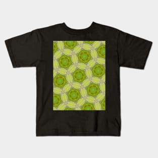 Green Hex Shapes with Darker Green Star Pattern Inside - WelshDesignsTP003 Kids T-Shirt